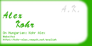 alex kohr business card